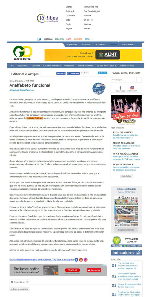 Site Gazeta Digital - 21 - 06 - 2018